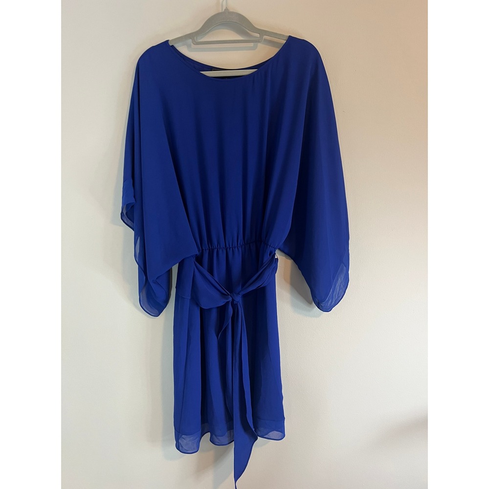 BCBGMAXAZRIA Royal Blue Kimono Sleeve Belted Mini Dress Womens Medium